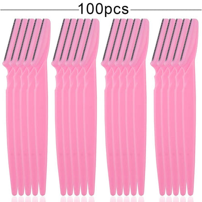 100Pcs Eyebrow Blade Woman Face Shaver Eye Brow Trimmer Blades Cutting Safety Hair Removal Cutter Portable Makeup Beauty Tools - MarvelouStoree