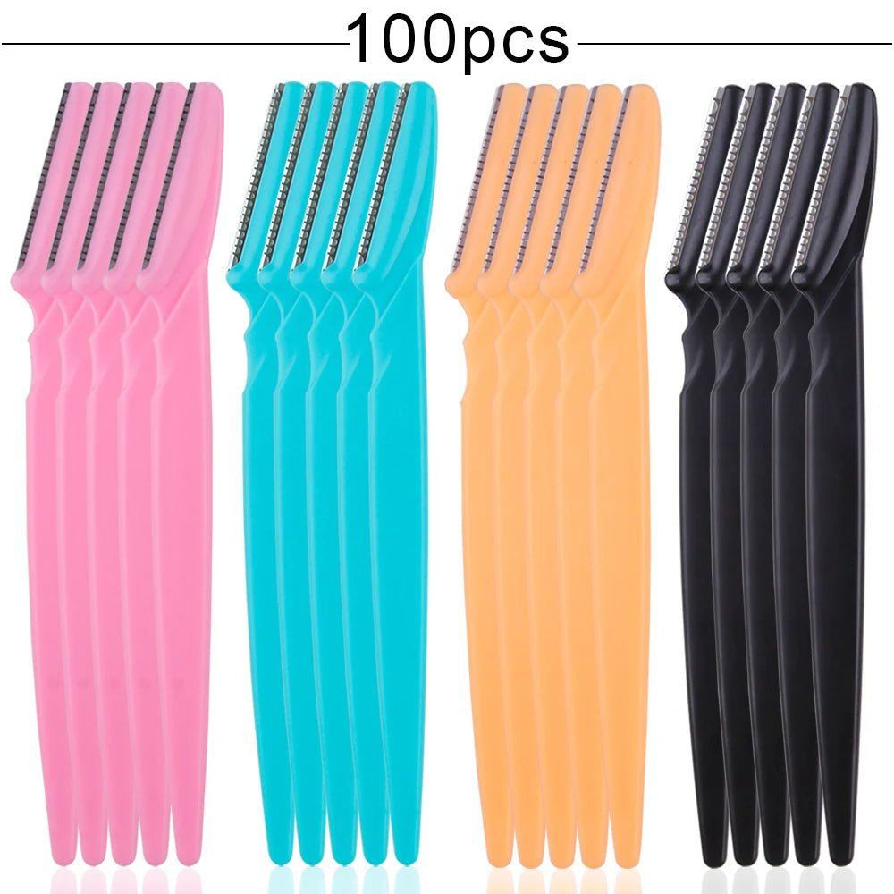 100Pcs Eyebrow Blade Woman Face Shaver Eye Brow Trimmer Blades Cutting Safety Hair Removal Cutter Portable Makeup Beauty Tools - MarvelouStoree