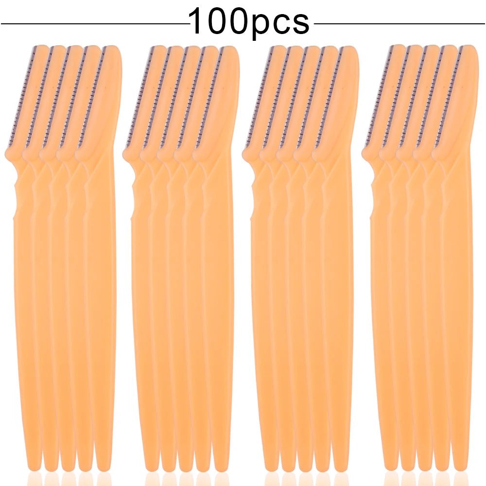 100Pcs Eyebrow Blade Woman Face Shaver Eye Brow Trimmer Blades Cutting Safety Hair Removal Cutter Portable Makeup Beauty Tools - MarvelouStoree