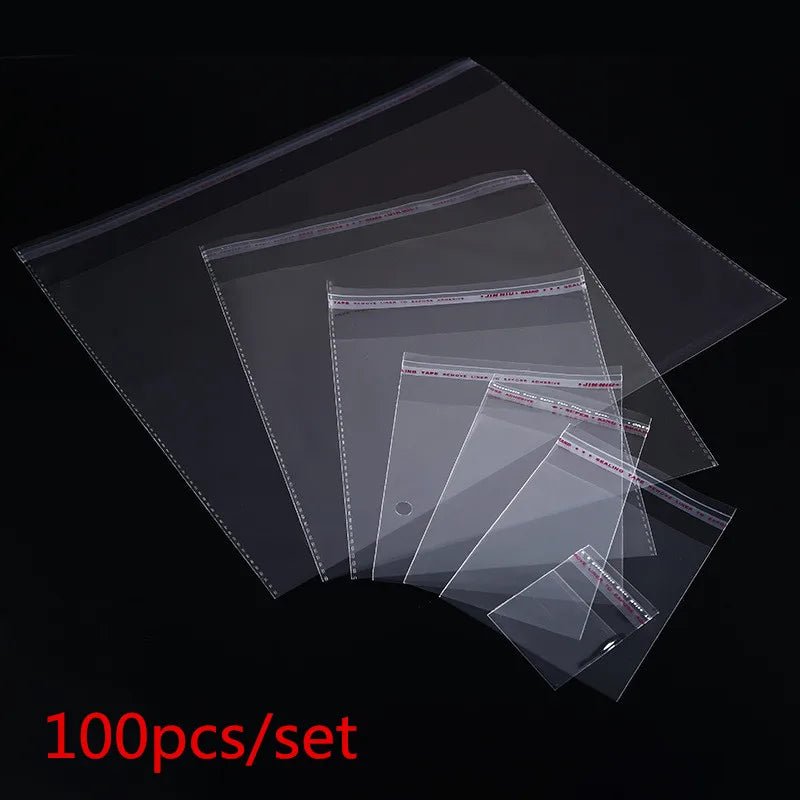 100pcs Multiple Size Clear Self - adhesive Cello Cellophane Bag Self Sealing Small Plastic Bags For Candy Packing Resealable Bags - MarvelouStoree