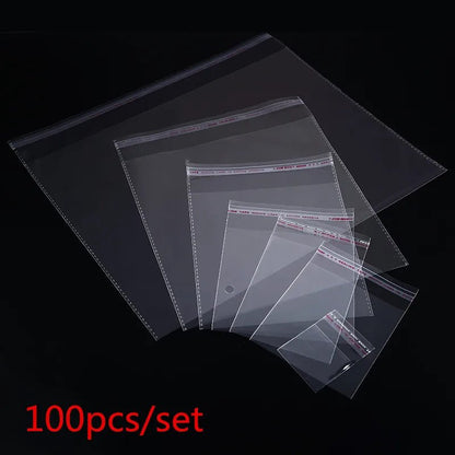 100pcs Multiple Size Clear Self - adhesive Cello Cellophane Bag Self Sealing Small Plastic Bags For Candy Packing Resealable Bags - MarvelouStoree