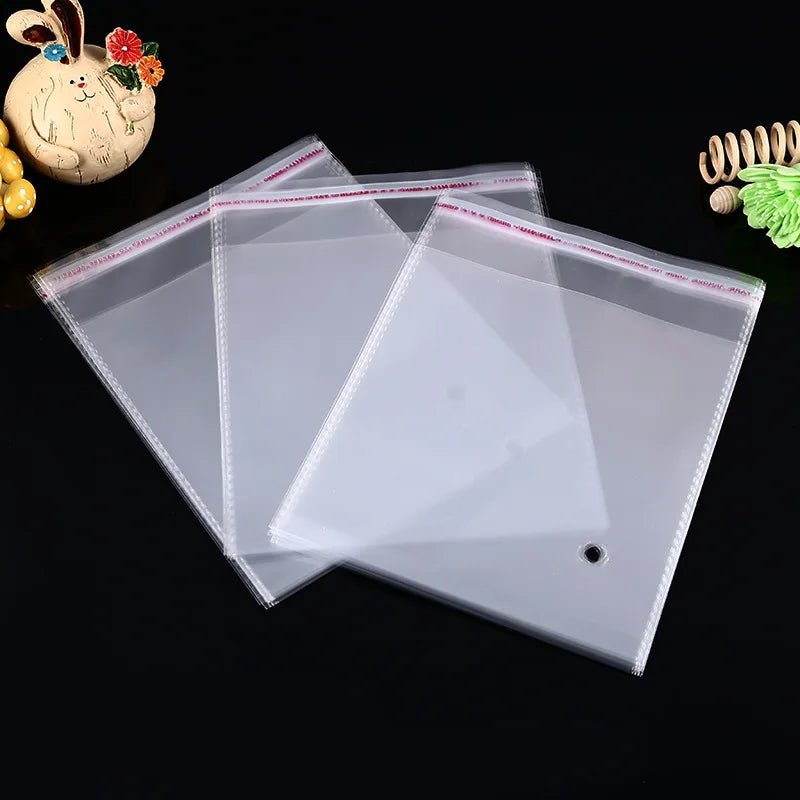 100pcs Multiple Size Clear Self - adhesive Cello Cellophane Bag Self Sealing Small Plastic Bags For Candy Packing Resealable Bags - MarvelouStoree