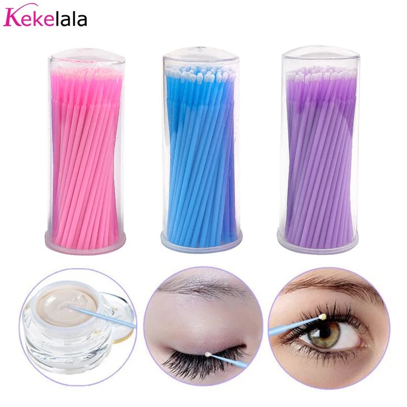 100PCS/Bottle Eyelash Extension Cleaning Swabs Lash Lift Glue Remover Applicators Microblade Makeup Micro Brushes Tool - MarvelouStoree