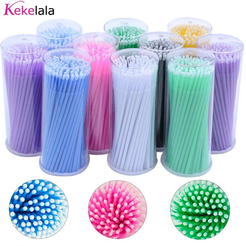 100PCS/Bottle Eyelash Extension Cleaning Swabs Lash Lift Glue Remover Applicators Microblade Makeup Micro Brushes Tool - MarvelouStoree