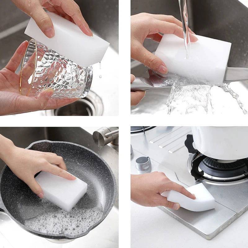 100pcs/Lot Magic Sponge Eraser White Melamine Sponge for Dishwashing Kitchen Bathroom Office Cleaner Cleaning Tools 100*60*20mm - MarvelouStoree