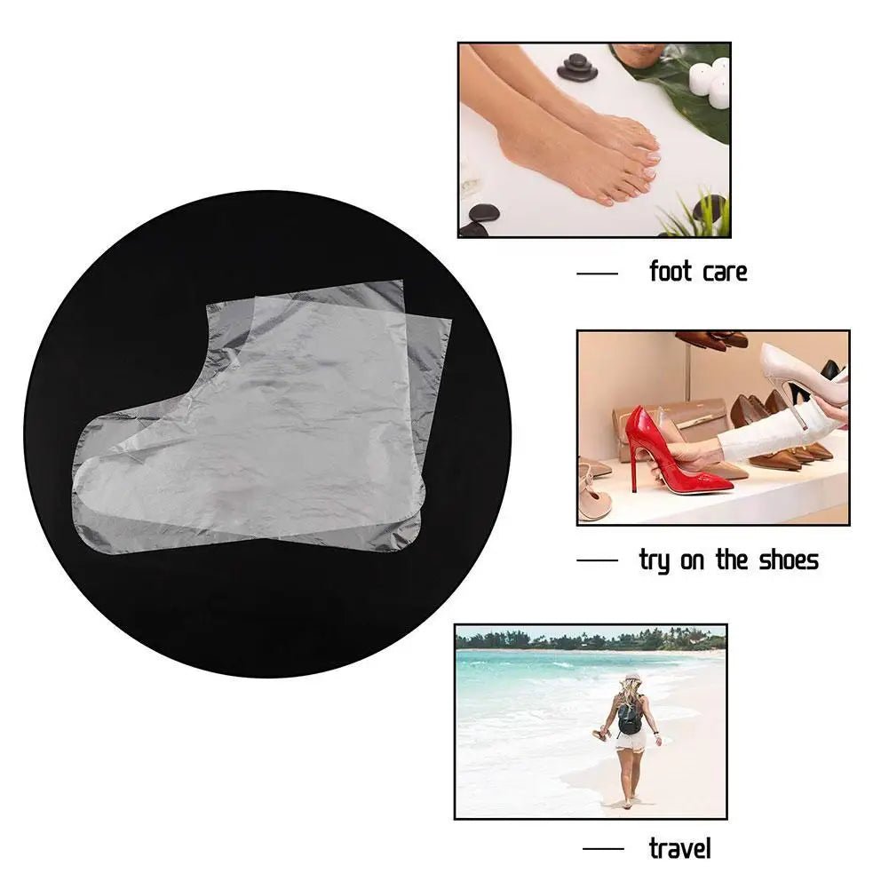 100Pcs/Pack Disposable Foot Covers Plastic Transparent Shoes Cover Paraffin Bath Wax SPA Therapy Bags Liner Booties Wholesale - MarvelouStoree