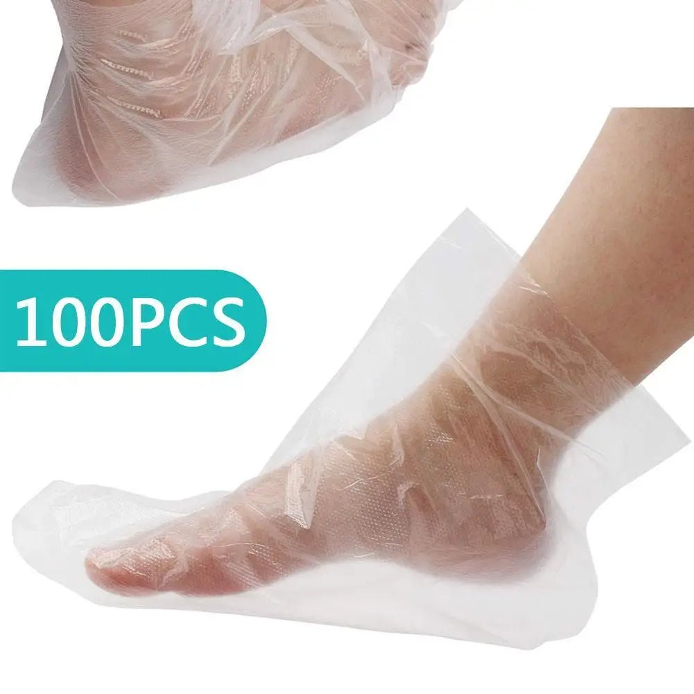 100Pcs/Pack Disposable Foot Covers Plastic Transparent Shoes Cover Paraffin Bath Wax SPA Therapy Bags Liner Booties Wholesale - MarvelouStoree