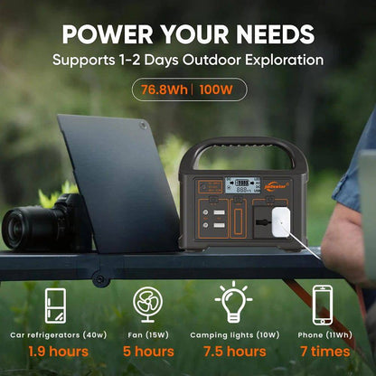 100W 24000mAh Portable Power Station 220V/110V Power Bank 76.8Wh Solar Power Generator LiFePO4 Outdoor Energy For Camping Travel - MarvelouStoree