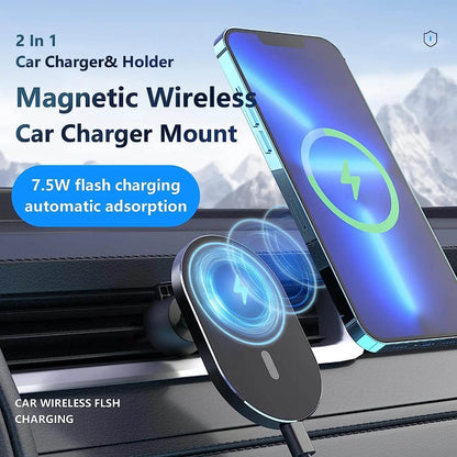 100W Magnetic Car Wireless Charger Air Vent Holder Mount for macsafe iPhone12 13 14 15Pro Max Mini Fast Car Charging Phone Stand - MarvelouStoree