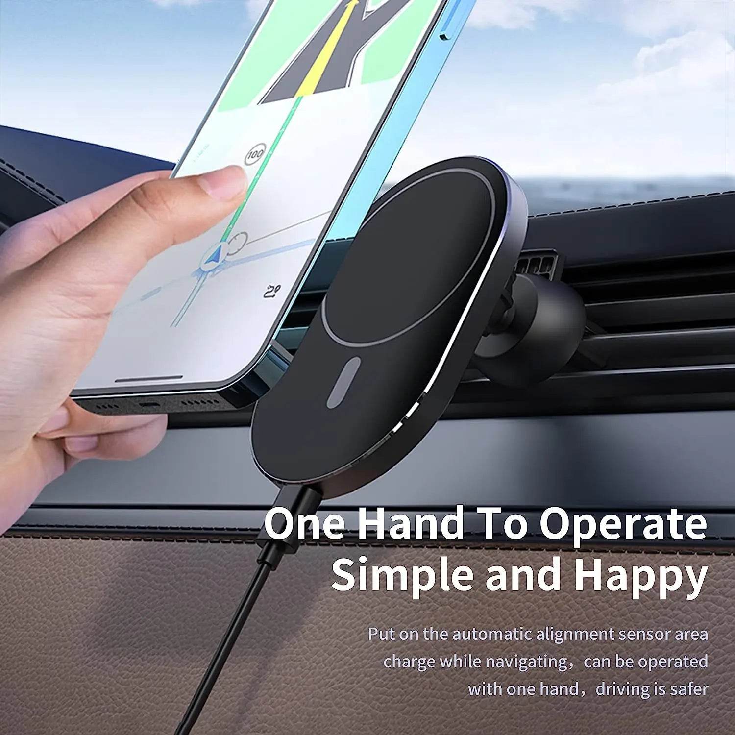 100W Magnetic Car Wireless Charger Air Vent Holder Mount for macsafe iPhone12 13 14 15Pro Max Mini Fast Car Charging Phone Stand - MarvelouStoree