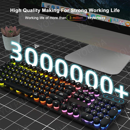 104Keys Wired Keyboard with RGB Backlit Breathing Light Gaming Wired Ergonomic Keyboard for Computer Laptop for PC Gamer Office - MarvelouStoree