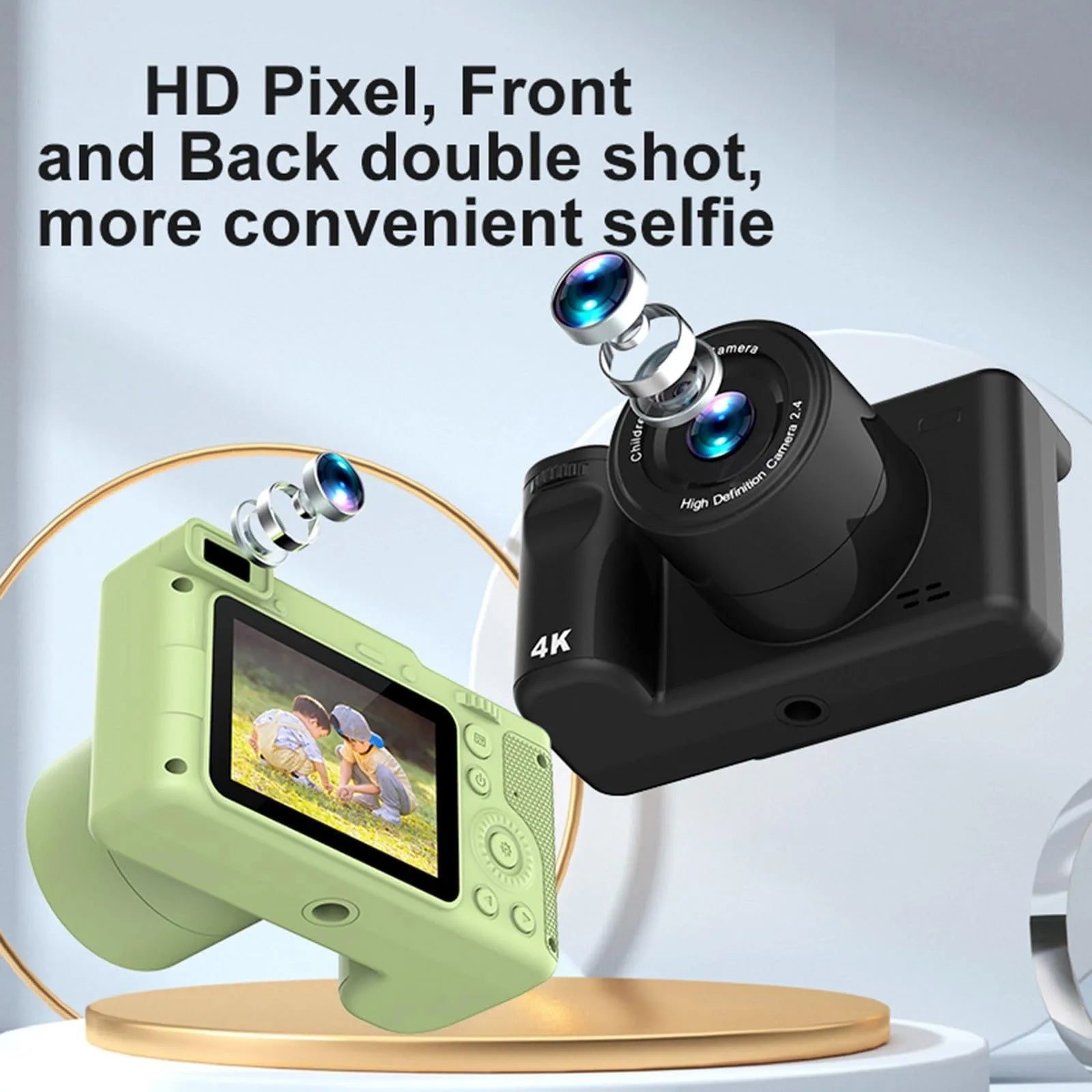 1080p Digital Cameras 40MP Front And Rear Camera 8X Digital Zoom Children Gift Recording Videos Student Camera With Bracket - MarvelouStoree