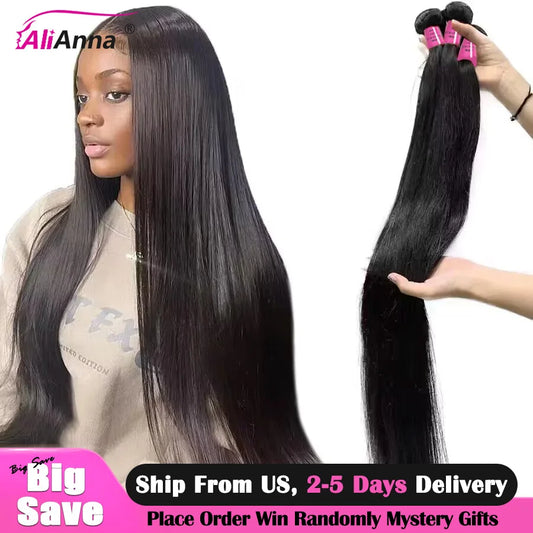 10A 36 38 40 Inch Human Hair Bundles Brazilian Hair Weave Bundles Straight Human Hair Bundles 30 Inch Bundles Hair Extensions