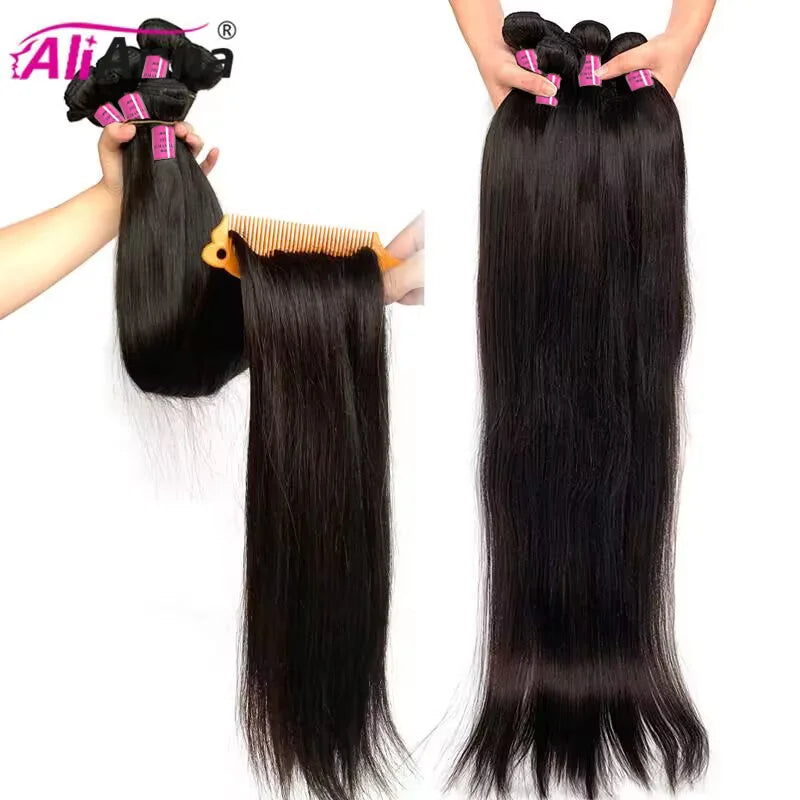 10A 36 38 40 Inch Human Hair Bundles Brazilian Hair Weave Bundles Straight Human Hair Bundles 30 Inch Bundles Hair Extensions