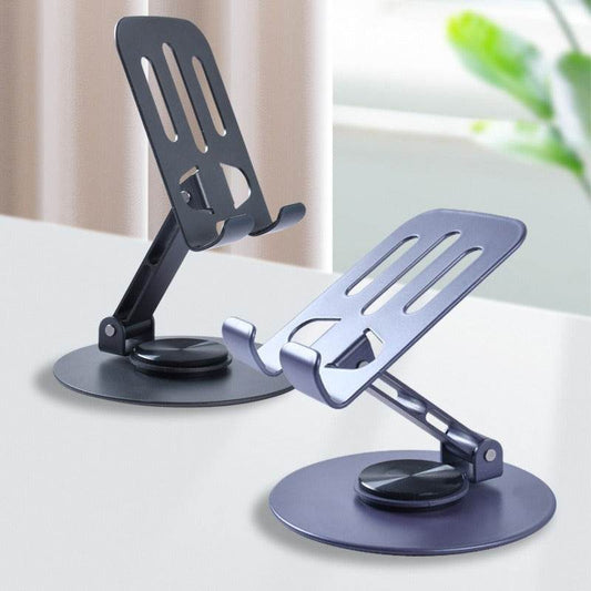 Alloy 360 degree rotating desktop phone holder for live streaming, portable folding lazy tablet phone holder - MarvelouStoree