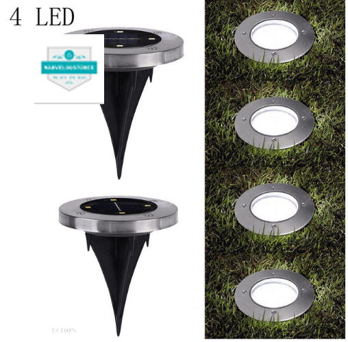 4-LED Solar Power Light Inground Buried Lamp Outdoor Path Way Garden Lawn Light - MarvelouStoree