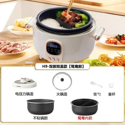 Marveloustoree 110V-240V/Household three grid electric pressure cooker, household multi-functional electric hot pot, Yuanyang rice cooker