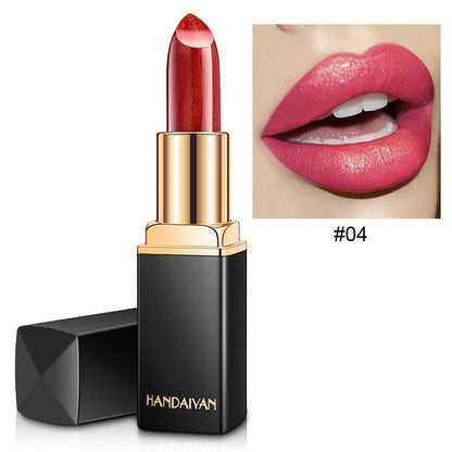 HANDAIYAN Shiny Metallic Lipstick Pearlescent Color Change Warm Lipstick Gold lipstick - MarvelouStoree