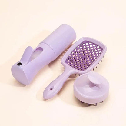 Hollow Comb Set With Spray Bottle 200ml Hair Care Product Set Silicone Shampoo Head Scalp Massage Brush - MarvelouStoree