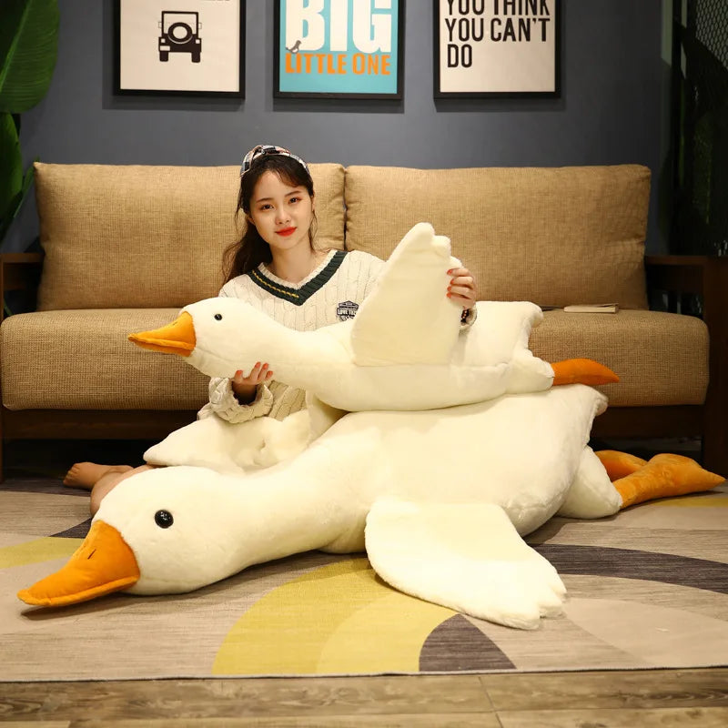 130CM Giant White Duck Plushie Toys Soft Stuffed Big Wings Goose Doll Lovely Animal Pillow For Children Girls Birthday Gifts