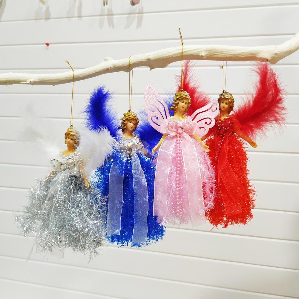 Mini Angel Christmas Tree Pendant with Feather Wings for Christmas Decorations Xmas Tree Ornament