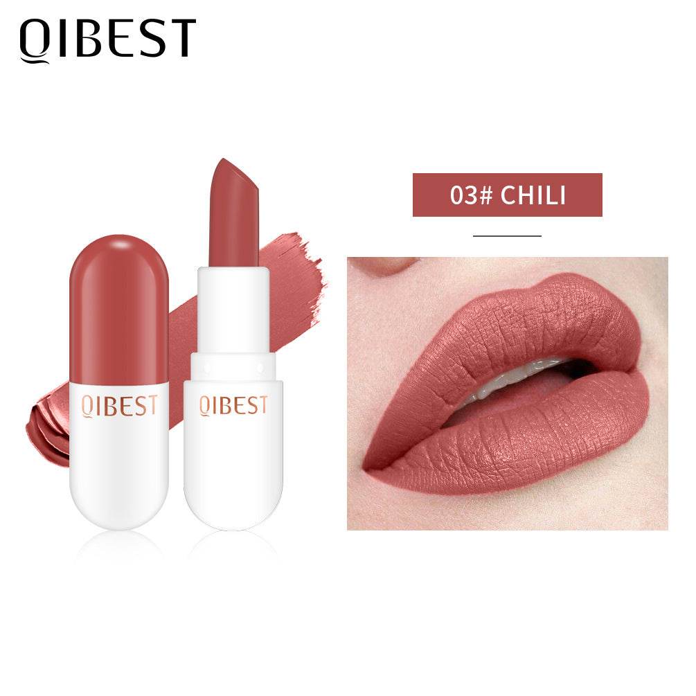 QIBEST Mini Capsule Lipstick Velvet Matte Lipstick Long Lasting Waterproof Pill Lipstick - MarvelouStoree