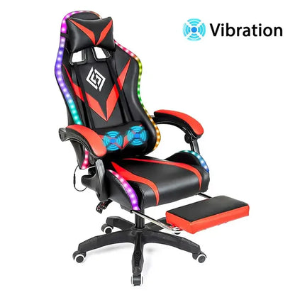 135 Degrees Gaming Chair RGB Light Office Chair Bluetooth Speaker Gamer Computer Chair Ergonomic Swivel 2 Point Massage Recliner