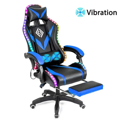 135 Degrees Gaming Chair RGB Light Office Chair Bluetooth Speaker Gamer Computer Chair Ergonomic Swivel 2 Point Massage Recliner