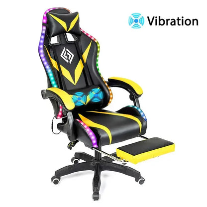 135 Degrees Gaming Chair RGB Light Office Chair Bluetooth Speaker Gamer Computer Chair Ergonomic Swivel 2 Point Massage Recliner