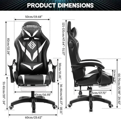 135 Degrees Gaming Chair RGB Light Office Chair Bluetooth Speaker Gamer Computer Chair Ergonomic Swivel 2 Point Massage Recliner