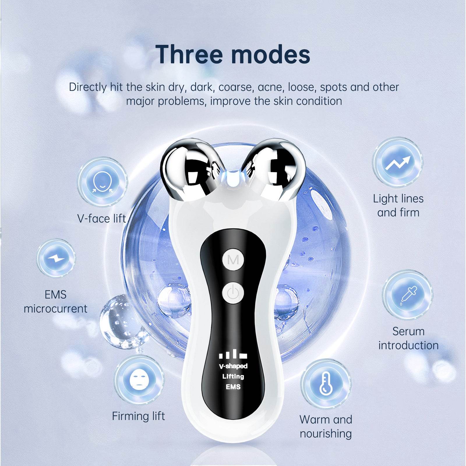 Roller face slimming instrument EMS light therapy home facial V face beauty instrument lifting and firming electric face massager - MarvelouStoree