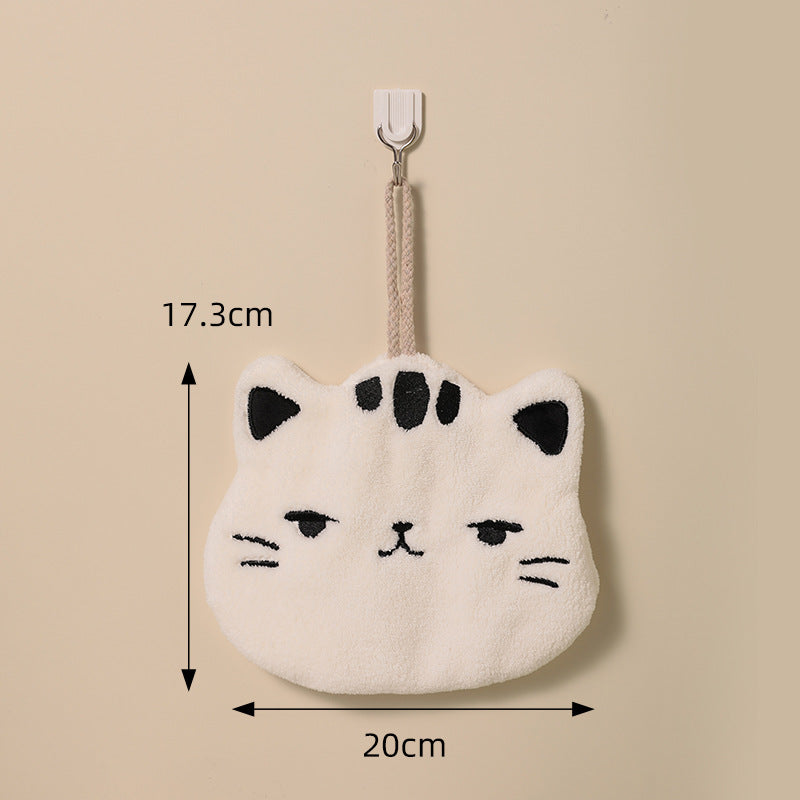 Cat hand towel cloth hanging towel cute kitchen absorbent hair off children wash their hands wipe sassafras dry handkerchief