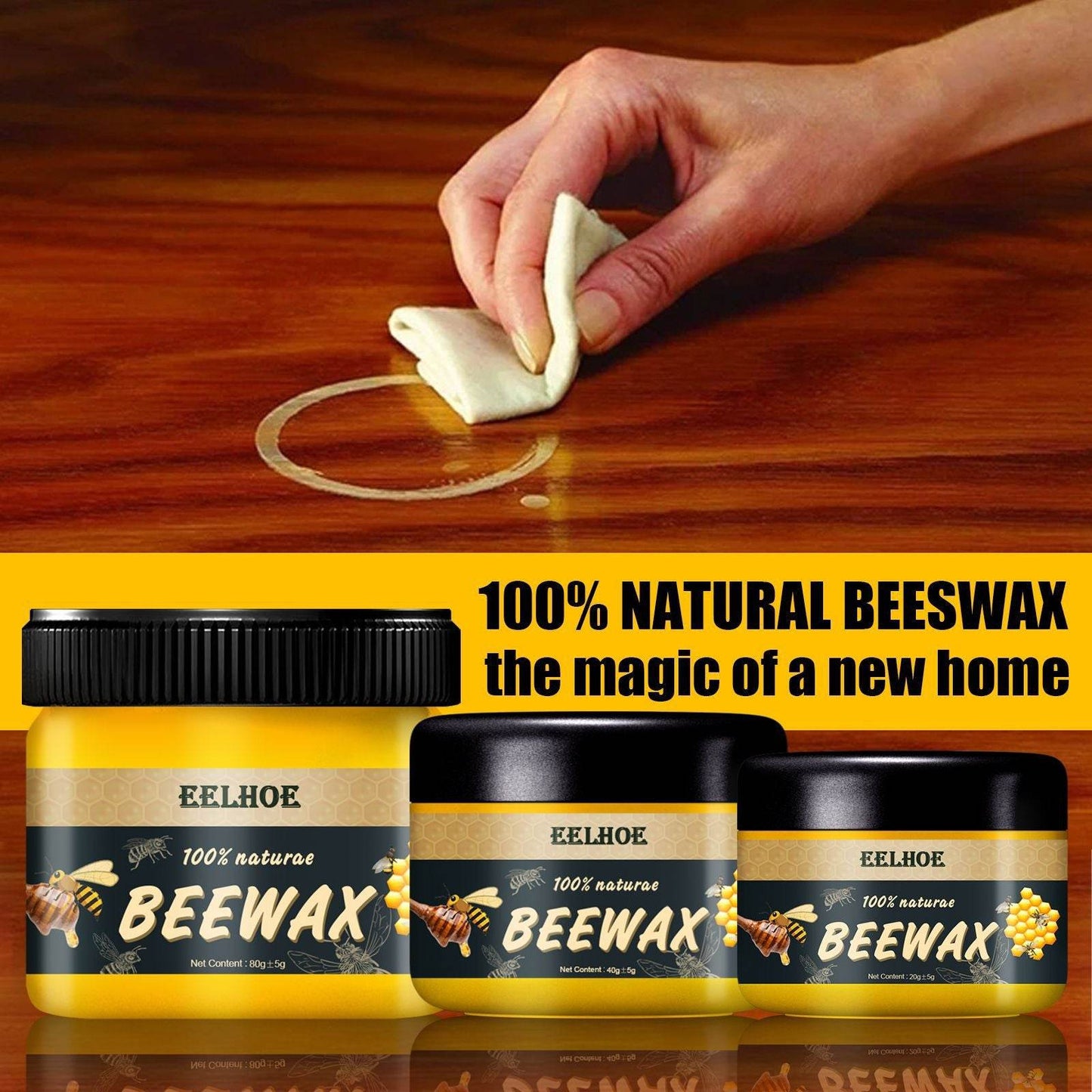 EELHOE Natural Beeswax Furniture Care Polishing Beeswax Waterproof Brightening Wear-resistant Wood Floor Care Beeswax - MarvelouStoree