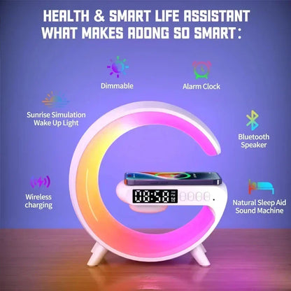 15W Fast Charging Multifunction Wireless Charger Pad Stand Speaker TF RGB Night Light Station for iPhone Samsung Xiaomi Huawei