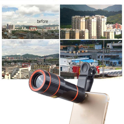 Phone No Dark Corner 12X Zoom Optical Telescope Camera Lens HD Mobile Phone Telephoto Lens with Clips