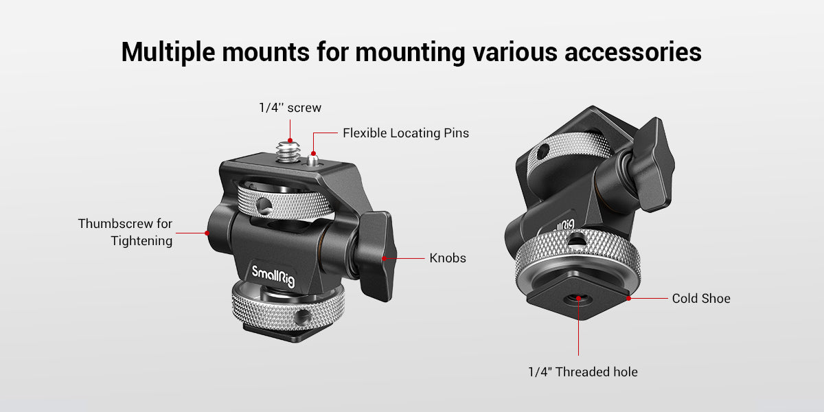 SmallRig DSLR Camera Clamp Swivel and Tilt Adjustable Monitor Mount w/ Screws Mount for Monitor Flash Light DIY Attachment 2903B