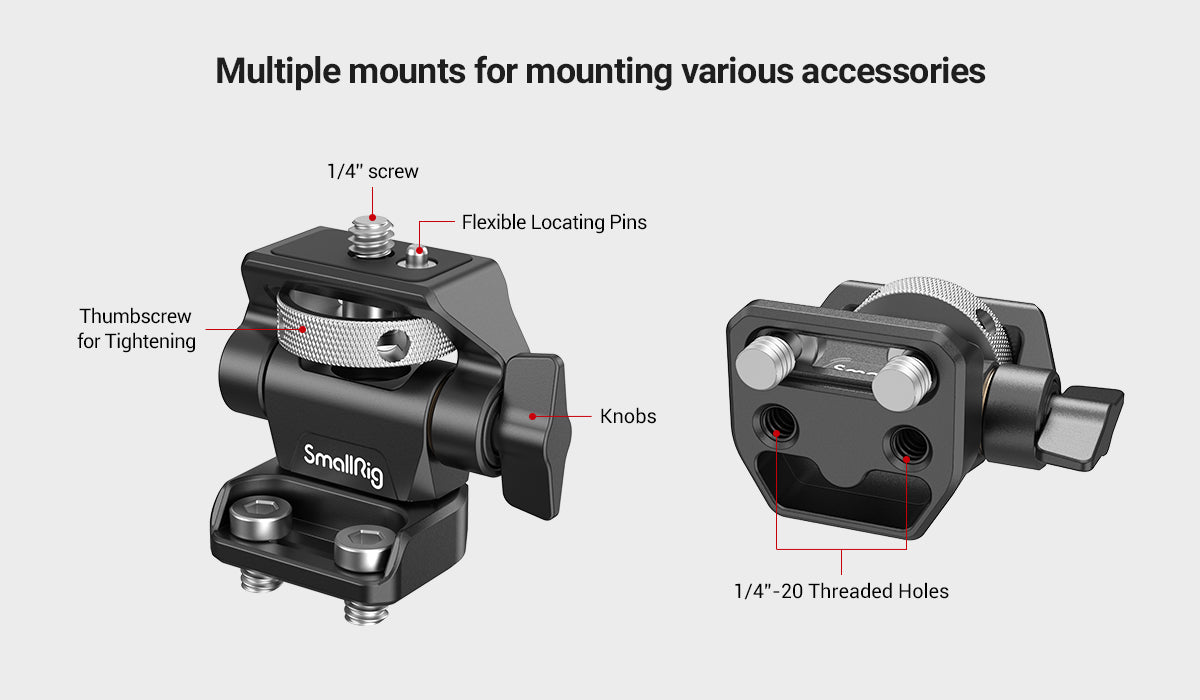 SmallRig DSLR Camera Clamp Swivel and Tilt Adjustable Monitor Mount w/ Screws Mount for Monitor Flash Light DIY Attachment 2903B