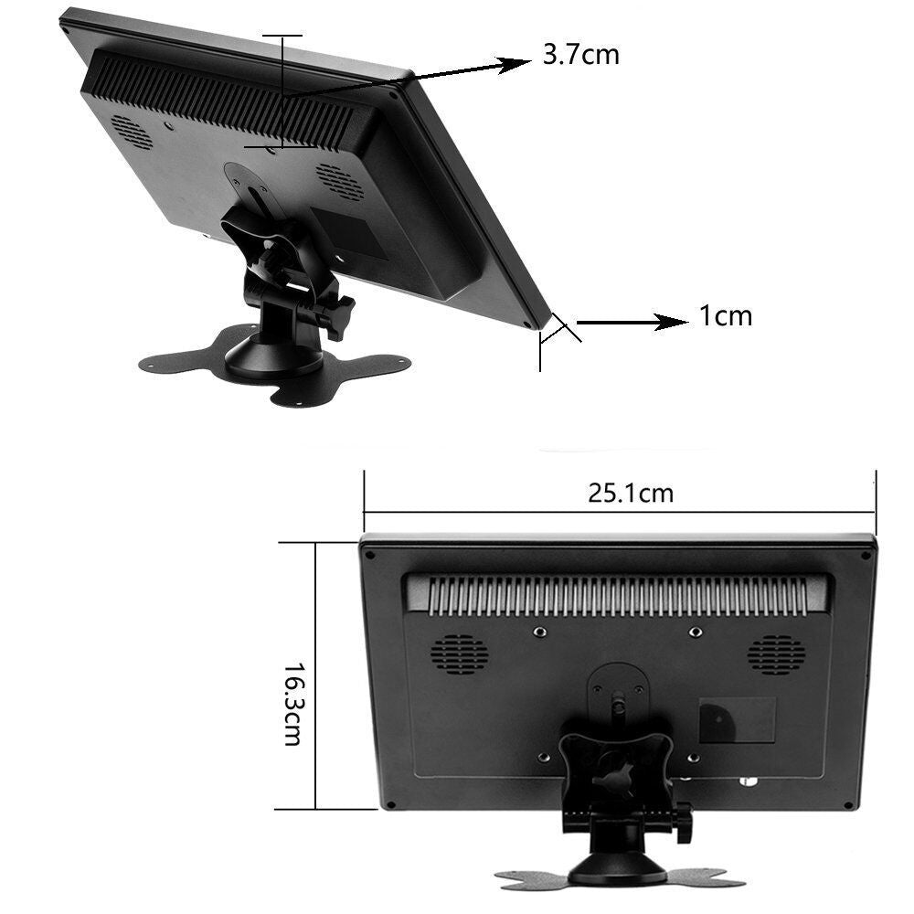 10.1inch Computer Display Monitor 1024*600 Portable LCD HD Monitor Mini TV Screen VGA/BNC/USB/HDMI/AV Input 2 Channel Video 12V