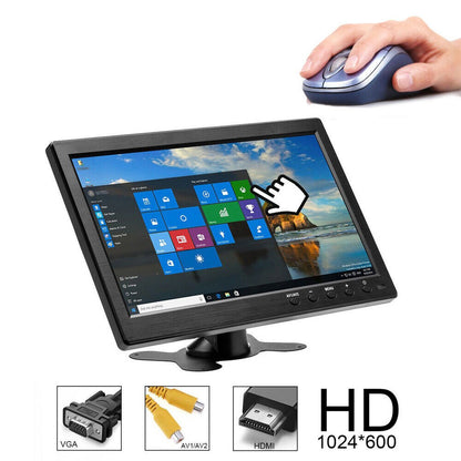 10.1inch Computer Display Monitor 1024*600 Portable LCD HD Monitor Mini TV Screen VGA/BNC/USB/HDMI/AV Input 2 Channel Video 12V