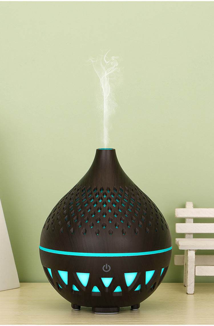 New Creative Wood Grain 137 Mini Humidification Aromatherapy Machine Hollow 7 Color Lights Home Car Humidification Automatic Fragrance - MarvelouStoree