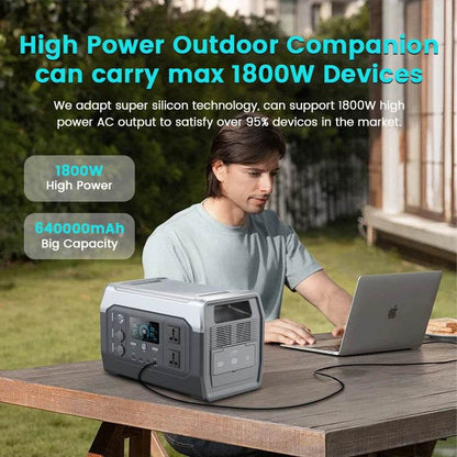 1800W Lifepo4 Battery 1024Wh Portable Power Station UPS Function Emergency Power 220V AC Outlets Pure Sine Wave зарядные станции - MarvelouStoree