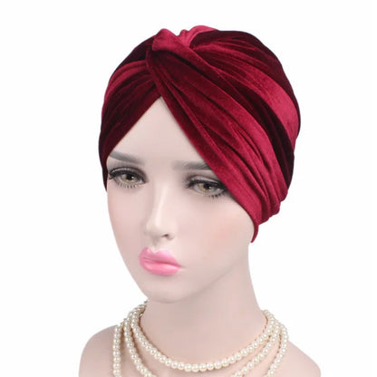 Women Velvet Turban Hat Headband Muslim Hijab Caps Female Soft Bandana Headband Hijabs Head Wrap Hair Accessories Supplies