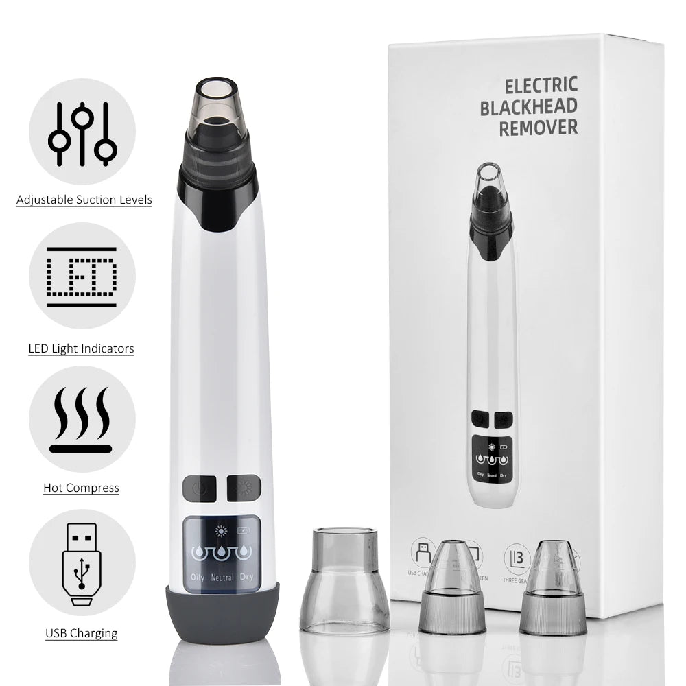 Hot Compress Blackhead Remover Vacuum Suction Acne Pore Cleaner Electric Nose Face Deep Cleansing Skin Care Device Birthday Gift