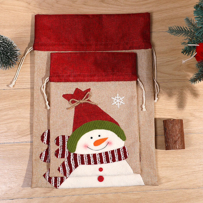 Christmas Snowman Drawstring Bag, Deer Candy Packaging Bag, Christmas Pendant Size, Gift Bag