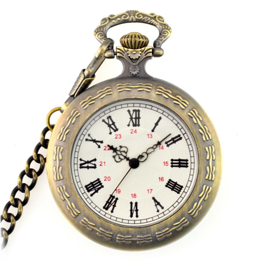 Necklace watch big roman hollow pocket watch