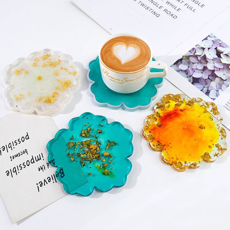 Drip Glue Mold Diy Flower Cherry Blossom Coaster Mold Petal Resin Tray Tea Tray Set Fruit Tray Silicone Mold - MarvelouStoree