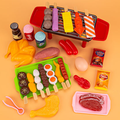 Children's Home Barbecue Simulation Food Seafood Fruit Vegetable Kitchen Hot Pot Toy Boys And Girls Cooking Set