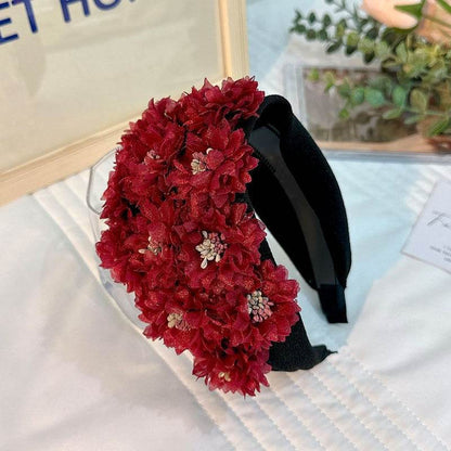 Flower series fashionable wide edge handmade fabric headband headband for women - MarvelouStoree