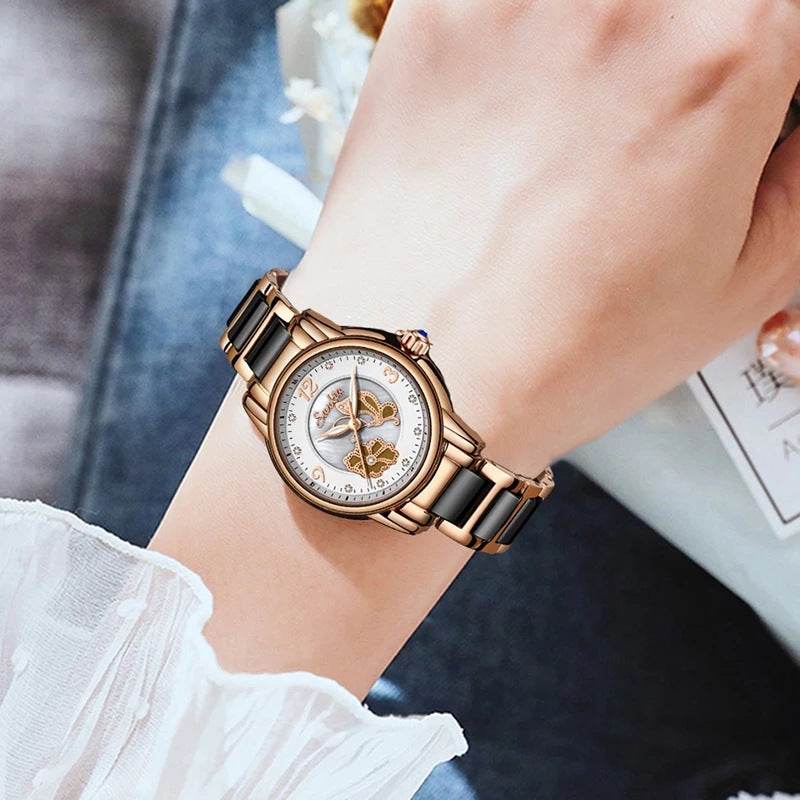 Lige High Quality Ceramic Watch Ladies Watch Exquisite Waterproof Watch - MarvelouStoree