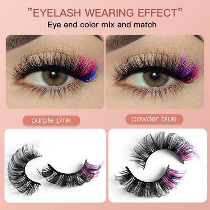 7 Pairs Of Colorful Fried Eyelashes Multi-Layer Thick Cross Mink Hair Imitation D Color Mix 7 - MarvelouStoree